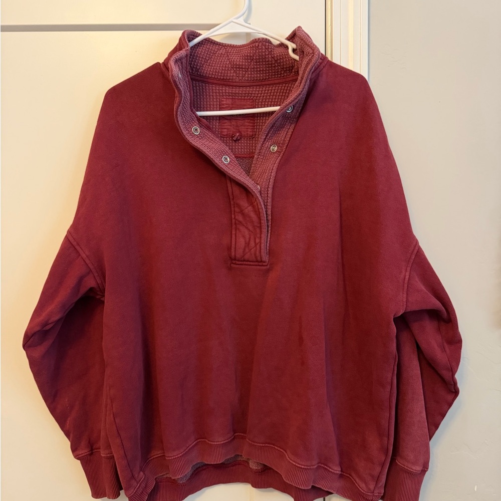 aerie Washed Burgundy Knit Pullover